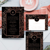 Dusty Roos Gold Classic Monogram WreatWedding Kaart