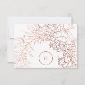 Dusty Roos Gold Classic Monogram WreatWedding RSVP Kaartje (Achterkant)