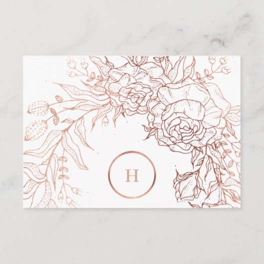 Dusty Roos Gold Classic Monogram WreatWedding RSVP Kaartje (Achterkant)