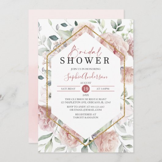  Dusty Roos Gold en Eucalyptus Boho Vrijgezellenfe Kaart (Voorkant / Achterkant)