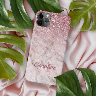 Dusty Roos Gold Glitter Blush Pink Marble Pattern iPhone 11Pro Max Hoesje