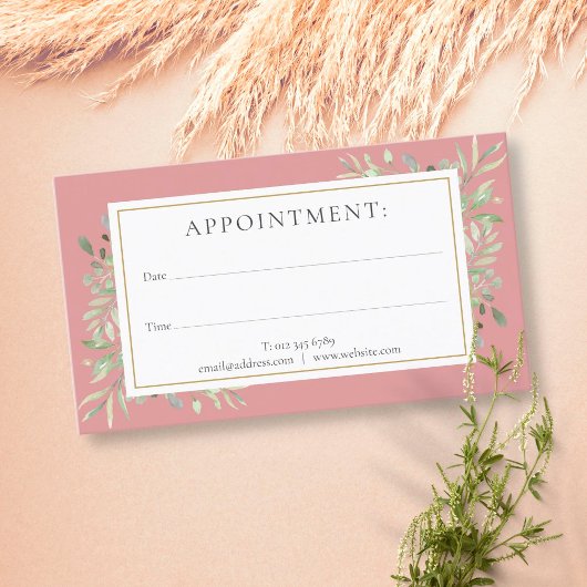 Dusty Roos Gold Greenery Appointment Card Visitekaartje