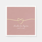 Dusty Roos Gold Heart Minimalist Wedding Servet (Voorkant)