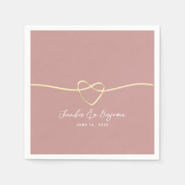 Dusty Roos Gold Heart Minimalist Wedding Servet
