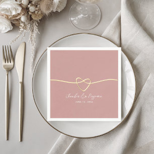 Dusty Roos Gold Heart Minimalist Wedding Servet