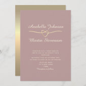 Dusty Roos Gold Minimalist Wedding Invitate Kaart (Voorkant / Achterkant)