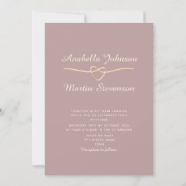 Dusty Roos Gold Minimalist Wedding Invitate Kaart