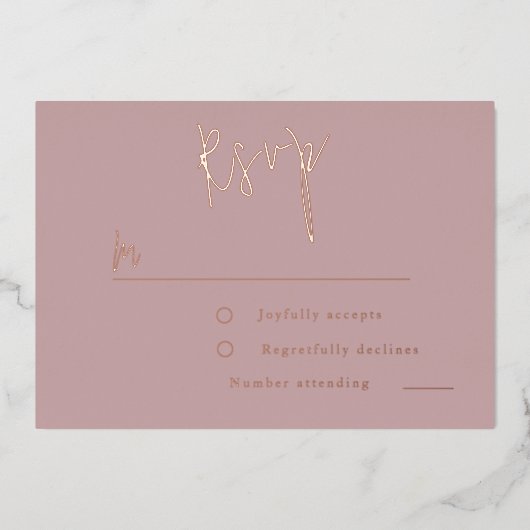 Dusty Roos Gold Pink Wedding, Vrijgezellenfeest RS Folie Uitnodiging (Voorkant)