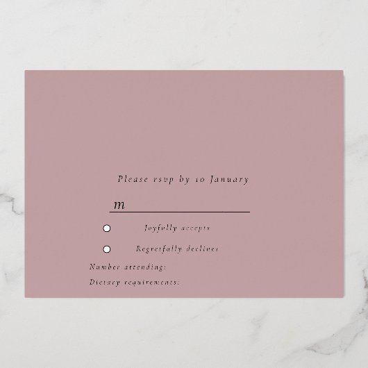 Dusty Roos Gold Pink Wedding, Vrijgezellenfeest RS Folie Uitnodiging (Achterkant)