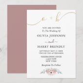 Dusty Roos Gold Rustic Eucalyptus Wedding Invite Kaart (Voorkant / Achterkant)