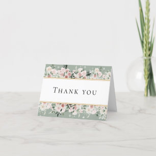 Dusty Roos Gold Sage Green Vintage bruiloft gevouw Bedankkaart