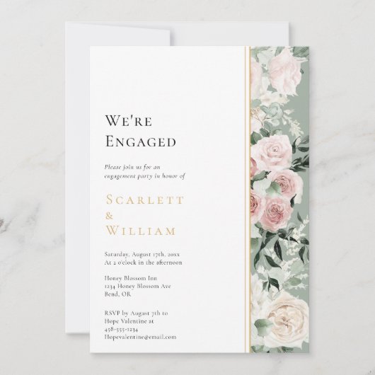 Dusty Roos Gold Sage Green We zijn verloofd Kaart (Voorkant)