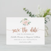 Dusty Roos Gold Save the Date Notice Folie Uitnodiging (Staand Voorkant)
