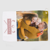 Dusty Roos golfclubs en bal aangepaste naam foto Golfhanddoek (Horizontaal)