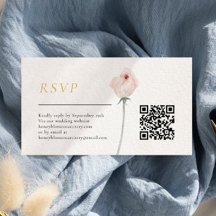 Dusty Roos Goud Sage Groen Bruiloft QR Code RSVP Informatiekaartje
