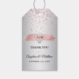 Dusty Roos Gouden Folie Hart Bruiloft Dank u Cadeaulabel