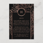 Dusty Roos Gouden Monogram Krans Classic Bruiloft Informatiekaartje (Voorkant)