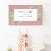 Dusty Roos Greenery Foliage Weddenschap Welkom Spandoek (Insitu)