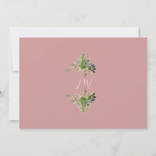 Dusty Roos Greenery Foto Eerste Heilige Communie Bedankkaart (Achterkant)