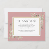 Dusty Roos Greenery Funeral Memorial Bedankkaart (Voorkant)