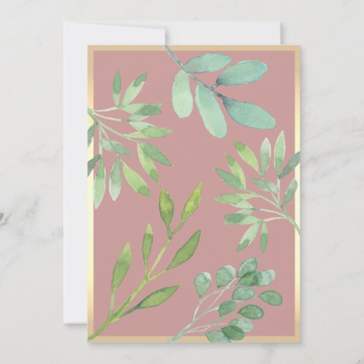 Dusty Roos Greenery repetitie Dinner Invitation Kaart (Achterkant)