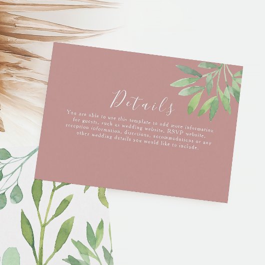 Dusty Roos Greenery Wedding Details Kaart