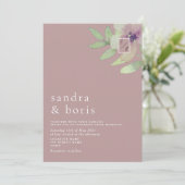 Dusty Roos Greenery Wedding Invitation Kaart (Staand voorkant)