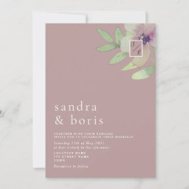 Dusty Roos Greenery Wedding Invitation Kaart