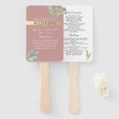 Dusty Roos Greenery Wedding Program Fan Handwaaier (Voorkant en achterkant)