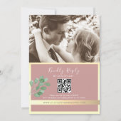 Dusty Roos Greenery Wedding QR Invitation Kaart (Achterkant)