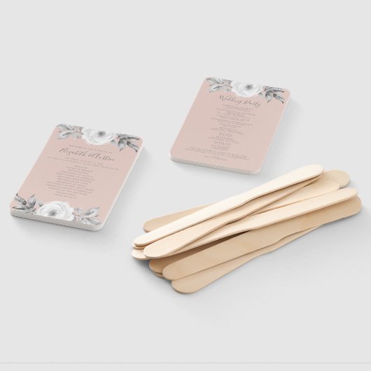 Dusty Roos grijs bloemendiamant bruiloft programma Handwaaier (Niet-gemonteerd)