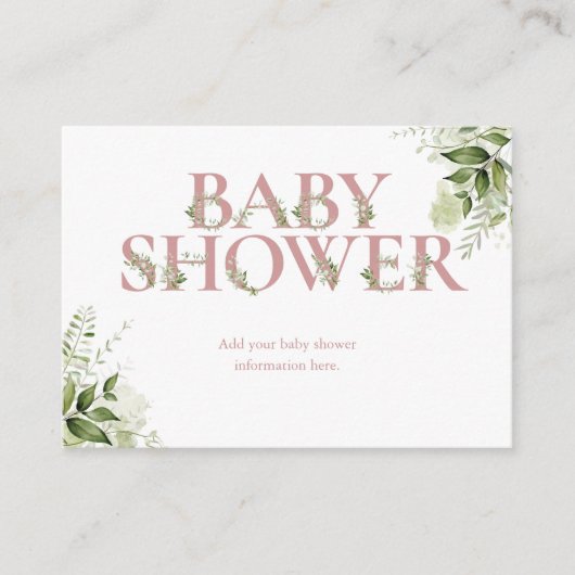 Dusty Roos groen Baby shower Behuizing Kaart (Voorkant)