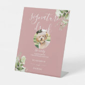 Dusty Roos groen bruiloft huisdier Drink Reclamebord Met Voetstuk (Voorkant)