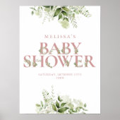 Dusty Roos groen letter Baby shower teken Poster (Voorkant)