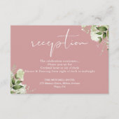 Dusty Roos groen script bruiloft receptie Informatiekaartje (Voorkant)