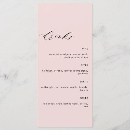 Dusty Roos Guest Name Wedding Food and Drink Menu (Achterkant)