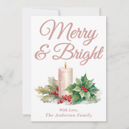 Dusty Roos Handgeschreven Script Merry & Bright Feestdagenkaart