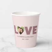 Dusty Roos Hart Cutout Liefde Paar Foto Papieren Bekers (Voorkant)