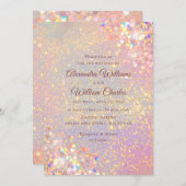 Dusty Roos Holographic Glitter Elegant Wedding Kaart (Voorkant / Achterkant)