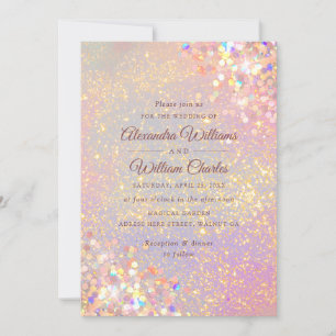 Dusty Roos Holographic Glitter Elegant Wedding Kaart