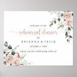 Dusty Roos Horizontal Rehearsal Dinner Welcome Poster<br><div class="desc">Dit stoffige roos horizontale repetitieve welkomstbord is perfect voor een rituele repetitie. Het ontwerp is voorzien van elegante roze roze waterverven en groene bladeren,  die goed zijn samengevoegd tot prachtige boekjes.</div>