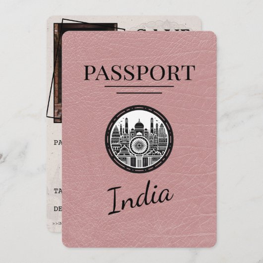 Dusty Roos India Passport Bewaar de datum Save The Date (Voorkant / Achterkant)