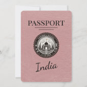 Dusty Roos India Passport Wedding Invitation Kaart (Achterkant)