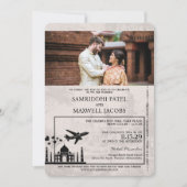 Dusty Roos India Passport Wedding Invitation Kaart (Voorkant)