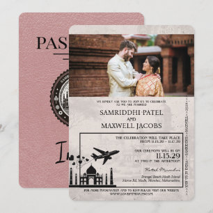 Dusty Roos India Passport Wedding Invitation Kaart