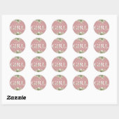 Dusty Roos is een meisje Greenery Floral Baby show Ronde Sticker (Vel)
