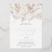 Dusty Roos & Ivory Boho Wedding Silver Folie Uitnodiging (Voorkant)