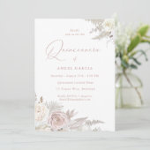 Dusty Roos & Ivory Elegant Quinceanera Party Kaart (Staand voorkant)