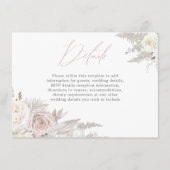 Dusty Roos & Ivory Elegant Wedding Details Informatiekaartje (Voorkant)