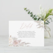 Dusty Roos & Ivory Elegant Wedding Details Informatiekaartje (Staand voorkant)